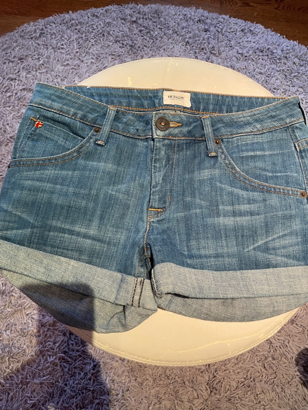 Hudson Jeans Light Blue Rolled Cuff Denim Shorts